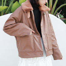 Load image into Gallery viewer, New Winter Sueded Korean Leather Coat with Belt Decorative Large Pocket Loose Leather Coat 3066