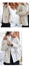 Load image into Gallery viewer, [clearance second kills 218] Korean version of wool collar plus plush women's leather jacket loose rope jacket PU leather jacket 3070
