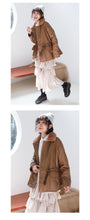 Load image into Gallery viewer, [clearance second kills 218] Korean version of wool collar plus plush women's leather jacket loose rope jacket PU leather jacket 3070