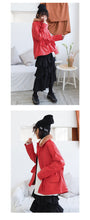 Load image into Gallery viewer, [clearance second kills 218] Korean version of wool collar plus plush women's leather jacket loose rope jacket PU leather jacket 3070