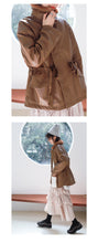 Load image into Gallery viewer, [clearance second kills 218] Korean version of wool collar plus plush women's leather jacket loose rope jacket PU leather jacket 3070