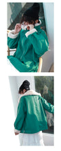 Load image into Gallery viewer, "Clearance seconds kill" winter fur collar locomotive clothing plus velvet women's jacket coat loose leather women 3069