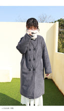 Load image into Gallery viewer, Corduroy jacket, rabbit hair collar, long cotton dress, woman 3068
