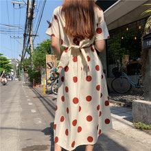 Load image into Gallery viewer, Han Feng sleeveless pocket color wave point skirt+tie dress girlfriends 5866