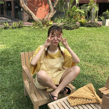 Load image into Gallery viewer, 2019 new ladies striped T-shirt+black strap wide leg shorts two-piece 8850