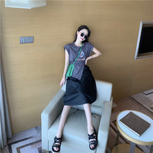 Load image into Gallery viewer, Summer 2019 new suit female design lantern skirt skirt+pop print split coat 9938