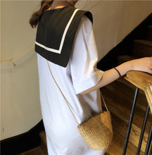 Load image into Gallery viewer, 2019 Korean version of new women's loose navy tie long T-shirt dress