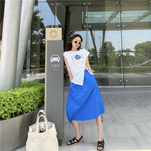 Load image into Gallery viewer, Summer 2019 new suit female design lantern skirt skirt+pop print split coat 9938