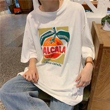 Load image into Gallery viewer, Korean version of loose fruit letters printed round neck long short sleeve T-shirt 8615
