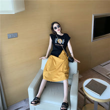 Load image into Gallery viewer, Summer 2019 new suit female design lantern skirt skirt+pop print split coat 9938
