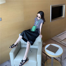 Load image into Gallery viewer, Summer 2019 new suit female design lantern skirt skirt+pop print split coat 9938