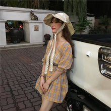Load image into Gallery viewer, New Women's Chequered Casual Dresses Shorts V-neck Pants for Belt 8839