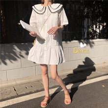 Load image into Gallery viewer, 2019 Korean version of the new women's doll collar loose slim ruffled dress