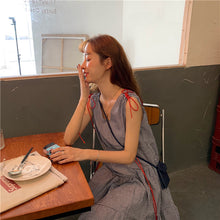 Load image into Gallery viewer, 2019 new mesh dress women sleeveless temperament small fresh drawstring strap vest dress 9809