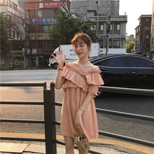 Load image into Gallery viewer, 2019 new women's bright shoulder dress changeable fairy waist slim temperament skirt