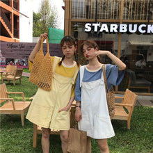 Load image into Gallery viewer, 2019 new ladies striped T-shirt+black strap wide leg shorts two-piece 8850
