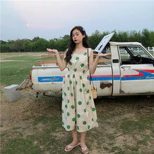 Load image into Gallery viewer, Han Feng sleeveless pocket color wave point skirt+tie dress girlfriends 5866