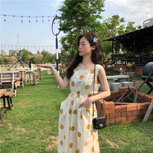 Load image into Gallery viewer, Han Feng sleeveless pocket color wave point skirt+tie dress girlfriends 5866