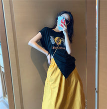 Load image into Gallery viewer, Summer 2019 new suit female design lantern skirt skirt+pop print split coat 9938