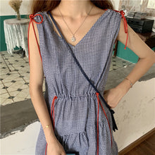 Load image into Gallery viewer, 2019 new mesh dress women sleeveless temperament small fresh drawstring strap vest dress 9809