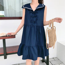 Load image into Gallery viewer, New Navy Collar Sleeveless Dress Summer Skirt for Female Student College
