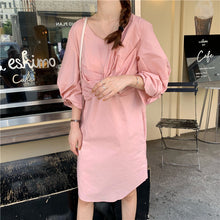 Load image into Gallery viewer, 2019 new women's dress female summer Korean temperament loose slim lantern sleeve retro skirt