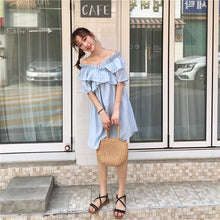 Load image into Gallery viewer, 2019 new women's bright shoulder dress changeable fairy waist slim temperament skirt
