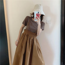 Load image into Gallery viewer, 2009 New Korean Version Loose Design Sense Slip Skirt Half-length Skirt + 100 Sets of Simple Card T-shirt 9923