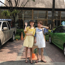 Load image into Gallery viewer, 2019 new ladies striped T-shirt+black strap wide leg shorts two-piece 8850