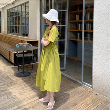 Load image into Gallery viewer, 2019 New Korean Women's Loose Temperament Received Waist Dresses Back Vest Machine Platycodon Skirt Microstores 7523