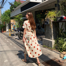 Load image into Gallery viewer, Han Feng sleeveless pocket color wave point skirt+tie dress girlfriends 5866