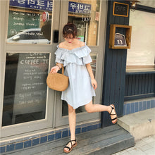 Load image into Gallery viewer, 2019 new women's bright shoulder dress changeable fairy waist slim temperament skirt