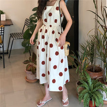 Load image into Gallery viewer, Han Feng sleeveless pocket color wave point skirt+tie dress girlfriends 5866
