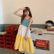 Load image into Gallery viewer, 2009 Korean version of the new women's wear patchwork striped checked rainbow skirt, large skirt, pendant skirt