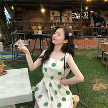 Load image into Gallery viewer, Han Feng sleeveless pocket color wave point skirt+tie dress girlfriends 5866