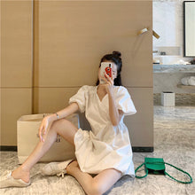 Load image into Gallery viewer, 2019 new Korean version of solid color bubble sleeve wrinkle irregular dress fashion design slim skirt 9935