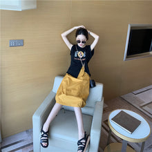 Load image into Gallery viewer, Summer 2019 new suit female design lantern skirt skirt+pop print split coat 9938