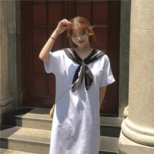 Load image into Gallery viewer, 2019 Korean version of new women's loose navy tie long T-shirt dress