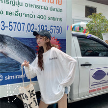 Load image into Gallery viewer, Korean version of the new women's wear micro-transparent 100-letter pattern printed long-sleeved sunscreen women