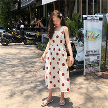 Load image into Gallery viewer, Han Feng sleeveless pocket color wave point skirt+tie dress girlfriends 5866