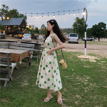 Load image into Gallery viewer, Han Feng sleeveless pocket color wave point skirt+tie dress girlfriends 5866