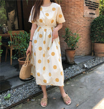 Load image into Gallery viewer, Han Feng sleeveless pocket color wave point skirt+tie dress girlfriends 5866