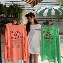 Load image into Gallery viewer, Korean version of the new women's wear micro-transparent 100-letter pattern printed long-sleeved sunscreen women