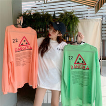 Load image into Gallery viewer, Korean version of the new women's wear micro-transparent 100-letter pattern printed long-sleeved sunscreen women
