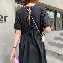Load image into Gallery viewer, 2019 New Korean Women's Loose Temperament Received Waist Dresses Back Vest Machine Platycodon Skirt Microstores 7523