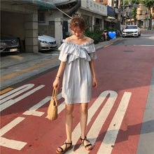 Load image into Gallery viewer, 2019 new women's bright shoulder dress changeable fairy waist slim temperament skirt