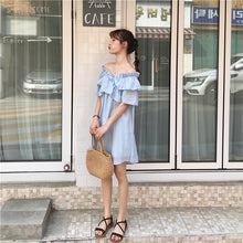 Load image into Gallery viewer, 2019 new women's bright shoulder dress changeable fairy waist slim temperament skirt