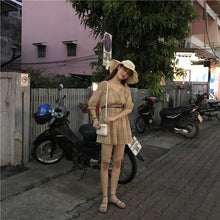 Load image into Gallery viewer, New Women's Chequered Casual Dresses Shorts V-neck Pants for Belt 8839