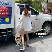 Load image into Gallery viewer, Korean version of the new women's wear micro-transparent 100-letter pattern printed long-sleeved sunscreen women