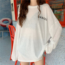 Load image into Gallery viewer, Korean version of the new women's wear micro-transparent 100-letter pattern printed long-sleeved sunscreen women